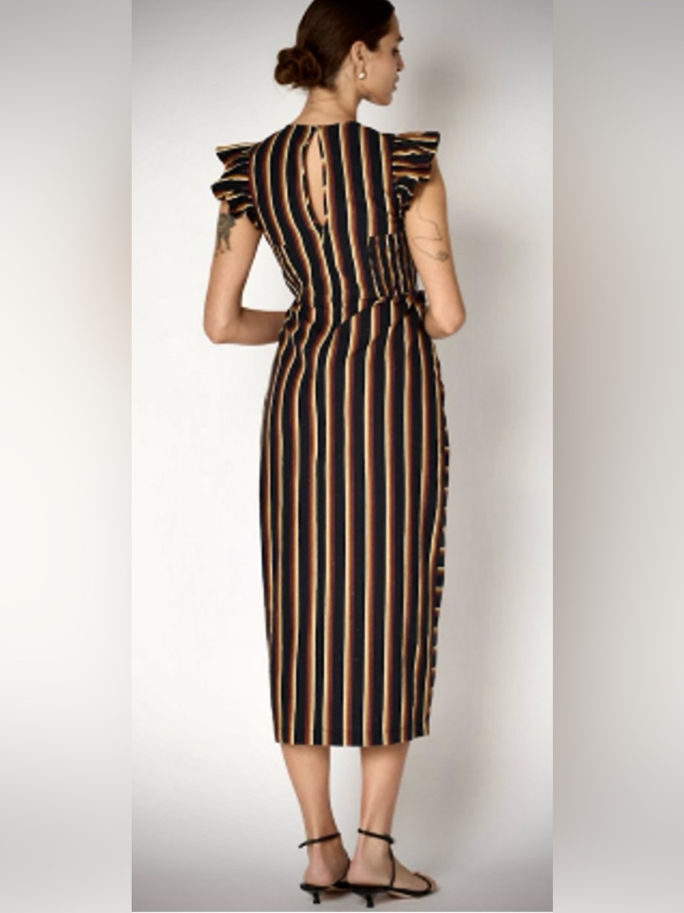Revolve Cleobella Greta Midi Dress Striped Flutter Sleeve Tie Waist NWT S - Picture 4 of 10